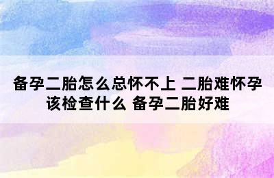 备孕二胎怎么总怀不上 二胎难怀孕该检查什么 备孕二胎好难